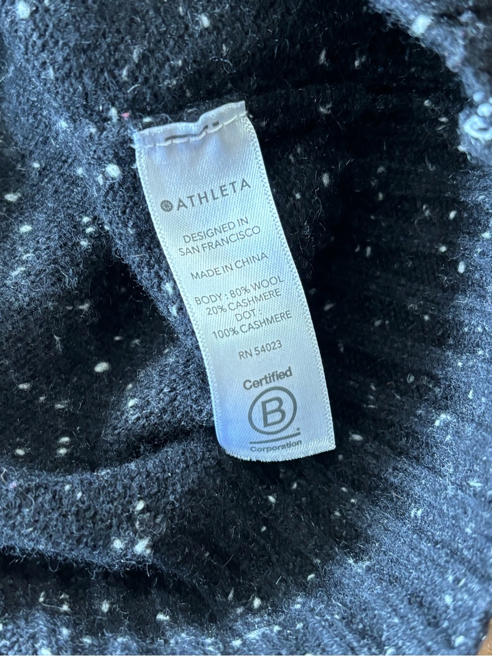 Athleta Bayshore Black Speckled Wool Cashmere Turtleneck Sweater - Picture 3 of 6